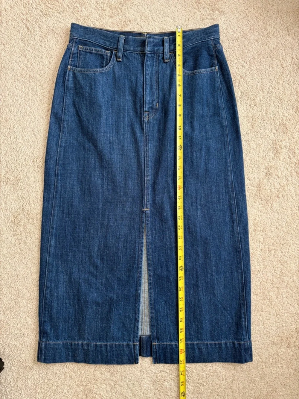 J.Crew NWT Denim Front Slit Midi Skirt in Medium Rinse Wash Women's Size‎ 28